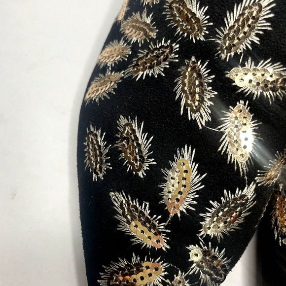 Amanda Blu Mariah Suede Mules Slip On Black & Gold Decorative - Picture 7 of 8